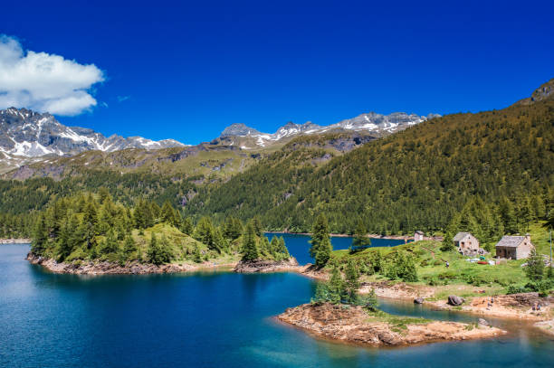 Devero Lake in Alpe Devero natural park in the Lepontine Alps, Verbania (Italy) stock photo