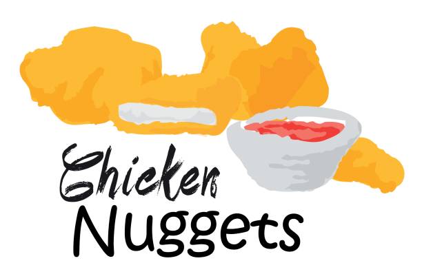 Chicken Nuggets with sauce Chicken Nuggets. Vector illustration in watercolor style, for graphic and web design Cutlet stock illustrations