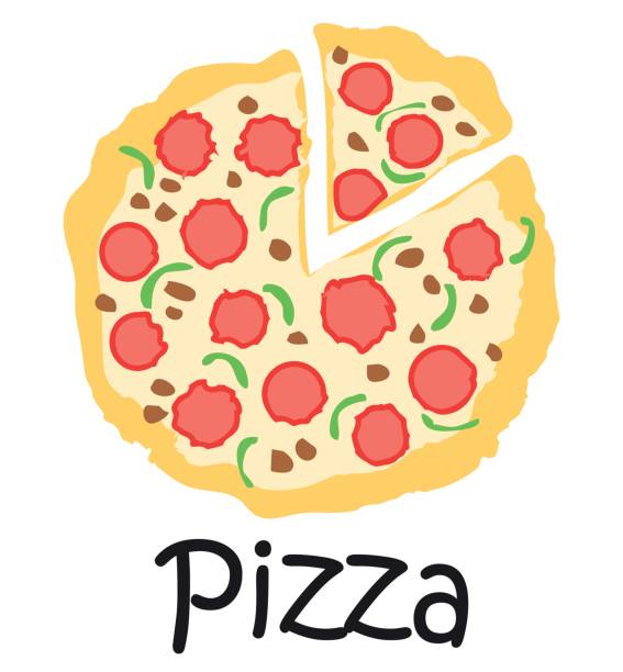 naklejka na pizzę - white background food close up studio shot stock illustrations