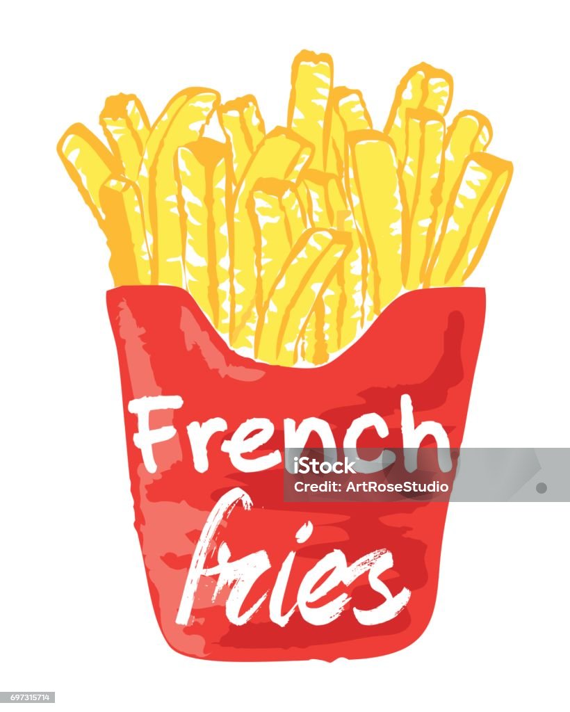 French Fries sticker. French Fries sticker. Vector illustration in watercolor style, for graphic and web design Cheese stock vector