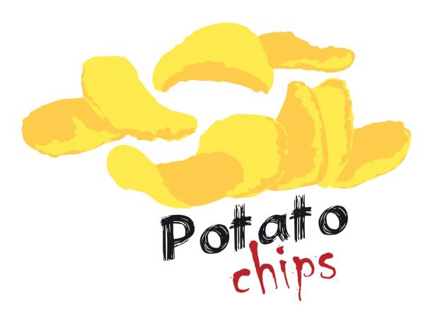 naklejka na chipsy ziemniaczane - white background food close up studio shot stock illustrations