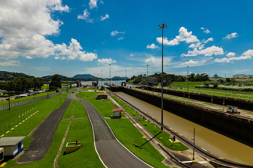 Miralflores locks at the Panama Canal.