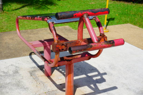 istock Fitness equipment in a park 697348092