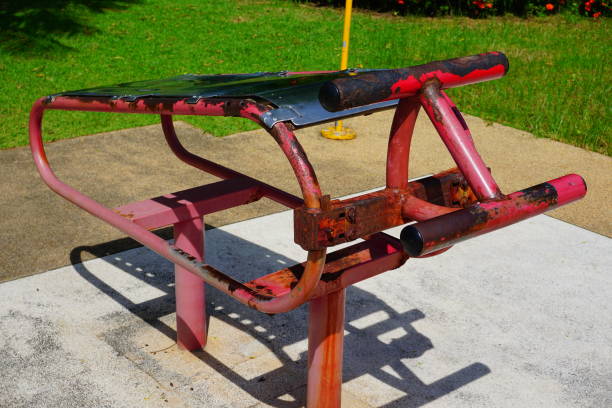 istock Fitness equipment in a park 697348222