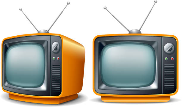 ilustraciones, imágenes clip art, dibujos animados e iconos de stock de retro televisor - 3dtv