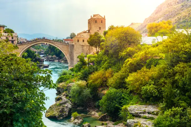 Mostar bridge in Bosnia and Herzegovina.