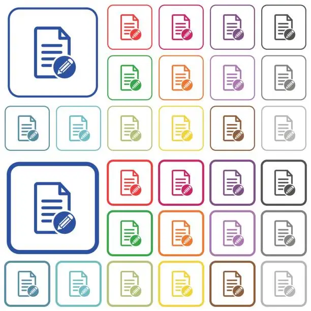 Vector illustration of Edit document outlined flat color icons