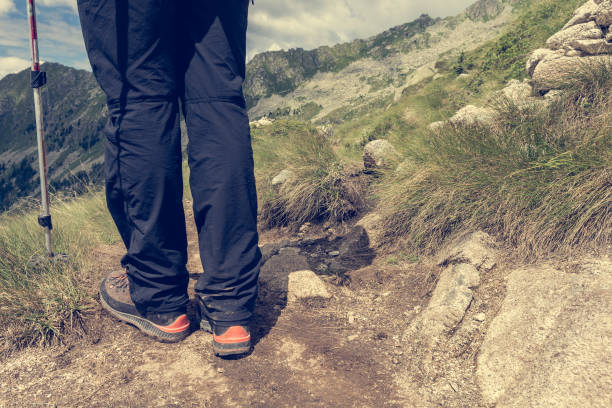 istock Closeup of hiking boots. 697355400