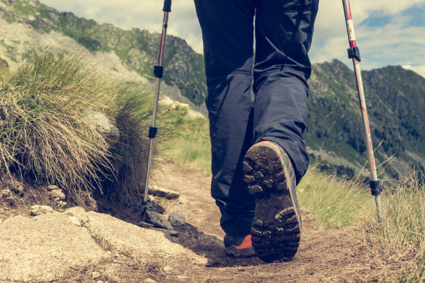istock Closeup of hiking boots. 697356712