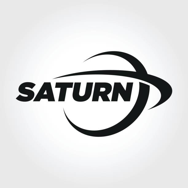 planeta saturn typografia symbol ilustracja - orbiting stock illustrations