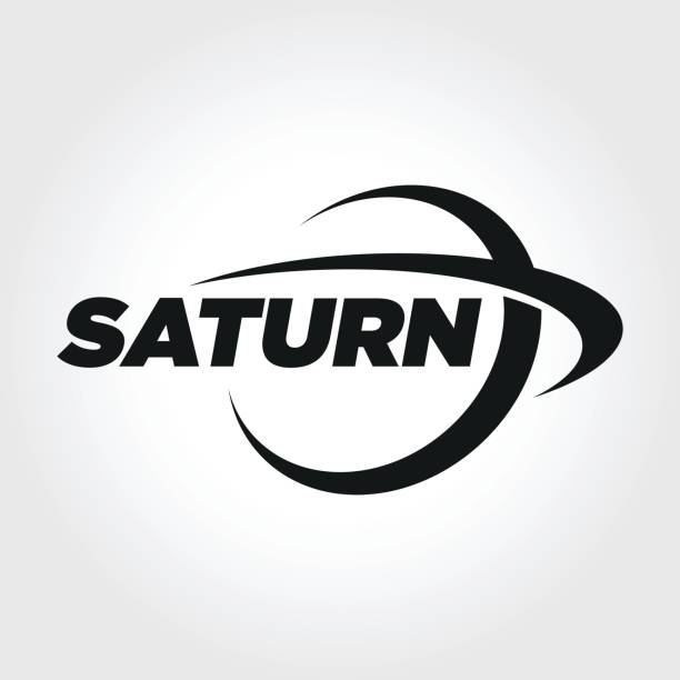 планета сатурн типография символ иллюстрации - orbiting stock illustrations