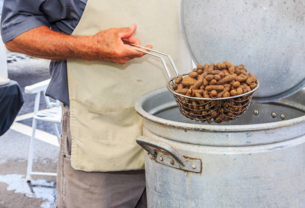 Fresh Boiled Peanuts Fresh boiled peanuts being sold at a farmers market in Montgomery, Alabama. boiled photos stock pictures, royalty-free photos & images