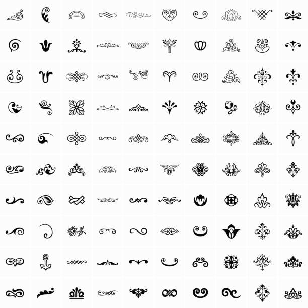 bildbanksillustrationer, clip art samt tecknat material och ikoner med 100 designelement - snirkelmönster