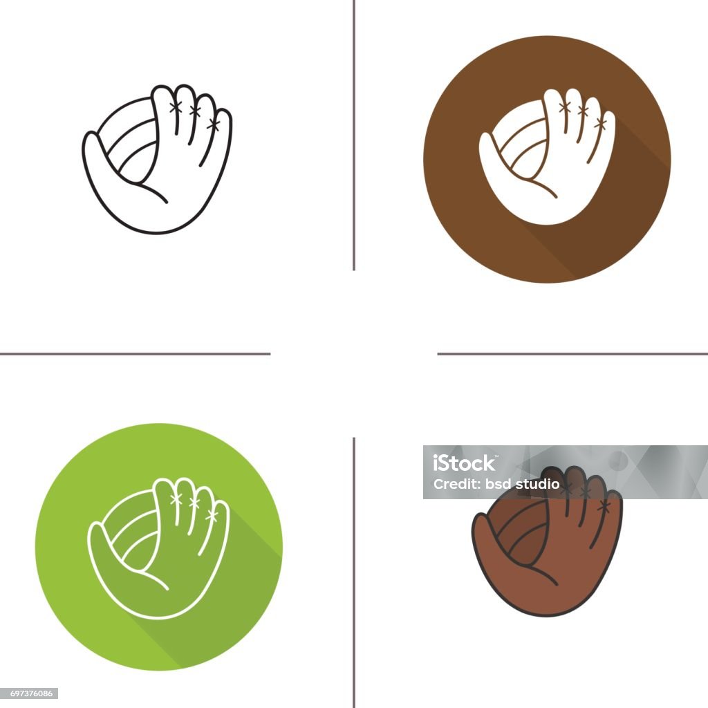 Icônes de gant de baseball - clipart vectoriel de Balle de baseball libre de droits