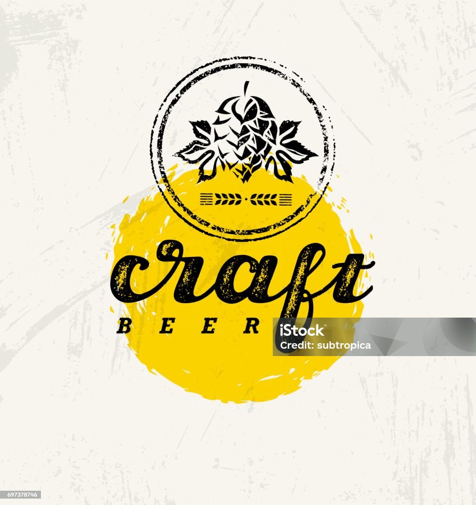 Craft Beer Brewery Artisan Creative Vector Stamp Sign Concept. Rough Handmade Alcohol Banner. Menu Page Design Craft Beer Brewery Artisan Creative Vector Stamp Sign Concept. Rough Handmade Alcohol Banner. Menu Page Design Element On Stained Background Beer - Alcohol stock vector