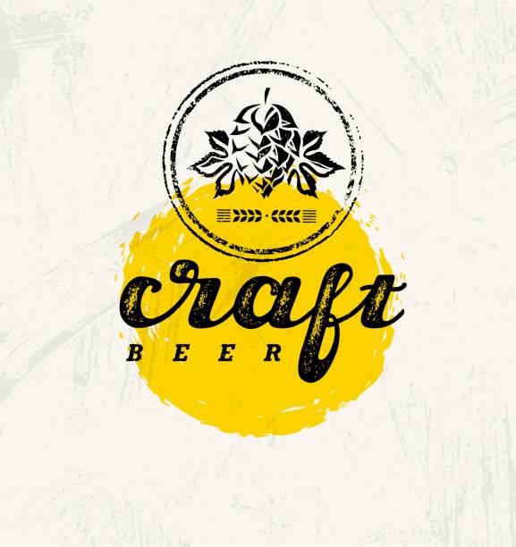 Craft Beer Brewery Artisan Creative Vector Stamp Sign Concept. Rough Handmade Alcohol Banner. Menu Page Design Craft Beer Brewery Artisan Creative Vector Stamp Sign Concept. Rough Handmade Alcohol Banner. Menu Page Design Element On Stained Background pub illustrations stock illustrations
