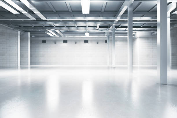 light interior with blank wall - three dimensional shiny business retail imagens e fotografias de stock