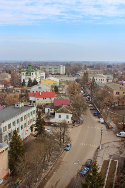 istock Panorama of Kozelets town from above 697399456