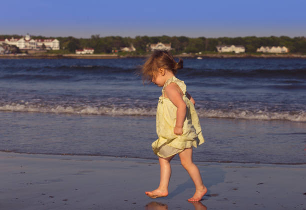 istock Little Girl Playing on the Beach and Running 697399782