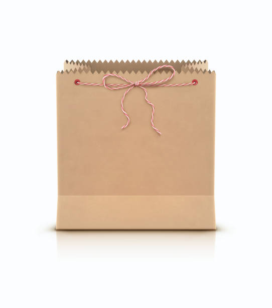 brown shopping papiertüte - paper bag brown paper recycled paper vector stock-grafiken, -clipart, -cartoons und -symbole