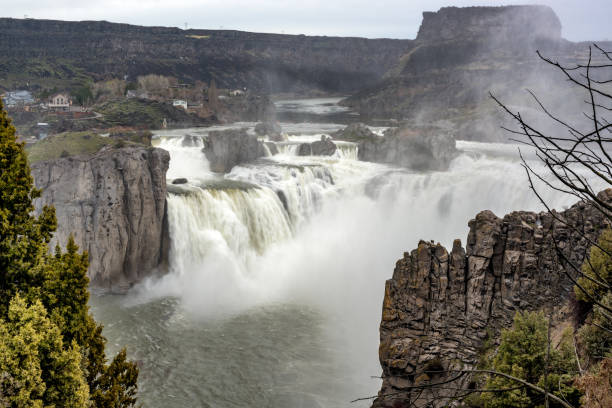 istock Unique view of Shoshone Falls in Idaho with Spring flows 697406638