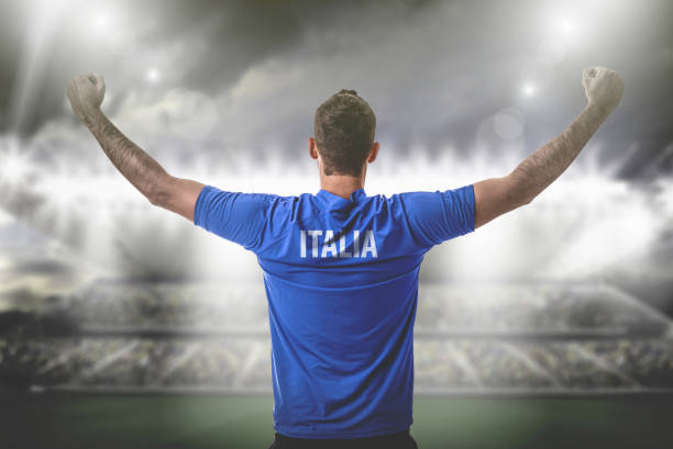 istock Italian Fan / Sport Player on uniform celebrating 697407630