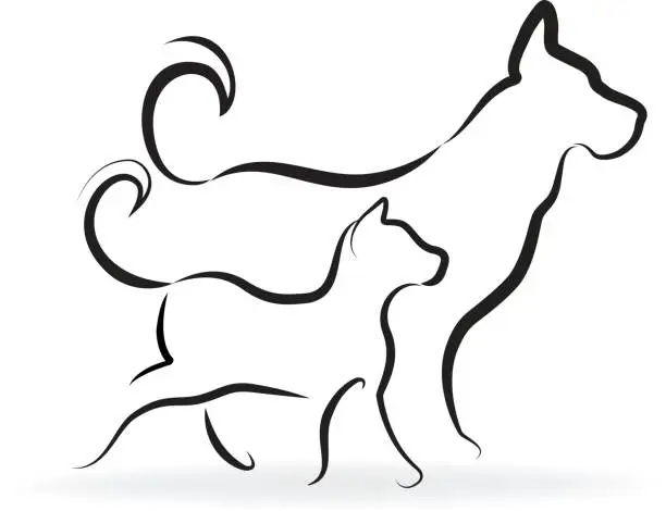 Vector illustration of Dog and cat silhouettes vector id card