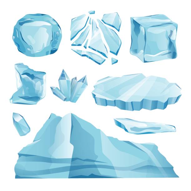 ilustrações, clipart, desenhos animados e ícones de conjunto isolado calotas nevascas e pingentes eleme - ice blocks