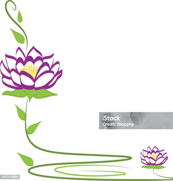 Purple Lotus Flower Icon Vector Stock Illustration - Download Image Now - Border - Frame, Lotus Root - Food, Lotus Water Lily