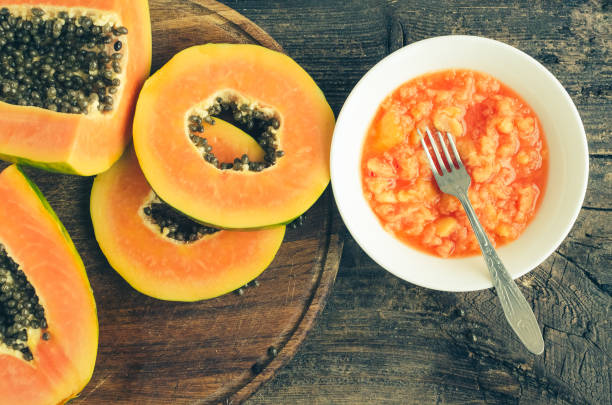 istock Fresh papaya natural facial mask 697426764