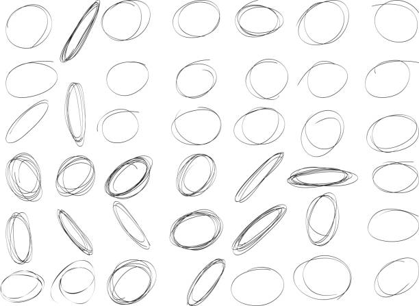 ilustrações de stock, clip art, desenhos animados e ícones de circles vector set of the hand drawn scribble circles.  element. illustration on white background. - caneta esferográfica