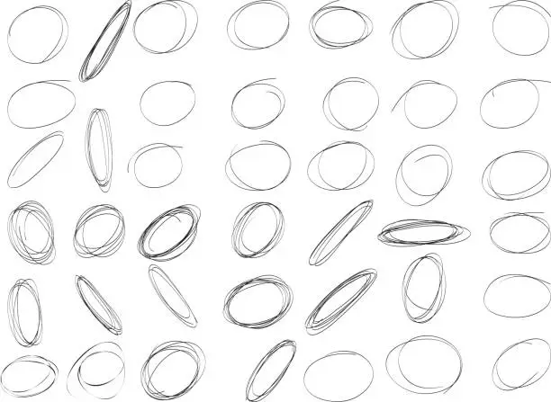 Vector illustration of circles Vector Set of the hand drawn scribble circles.  element. Illustration on white background.