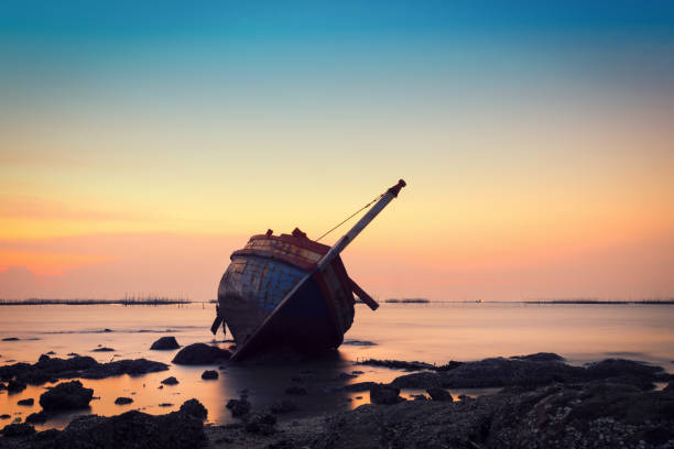 Shipwreck in Angsila Chonburi with sunset