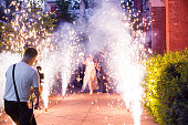 Videographer is Shooting Bridal Event in the Fireworks