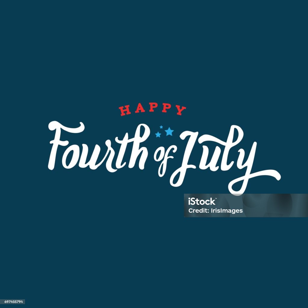 Happy Fourth of July Text Vector Calligraphic text treatment for Fourth of July Fourth of July stock vector