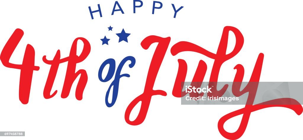 Calligraphic 4th of July Vector Typography Calligraphic 4th of July Vector Text Treatment Fourth of July stock vector