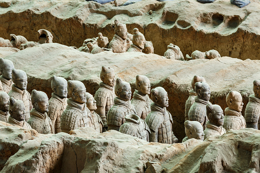 Xi 'an,China - on September 26,2015:famous qin shihuang terracotta warriors,it is the eighth wonder of the world,qin shihuang terracotta army is one of the world cultural heritage.