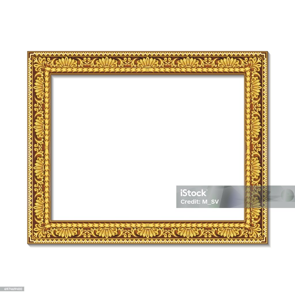frames gold color with shadow frames gold color with shadow on white background Picture Frame stock vector