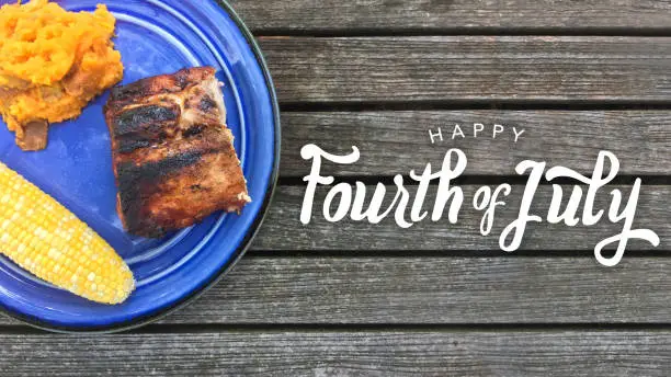 Happy Fourth of July Grilled Barbecue Colorful Food Graphic