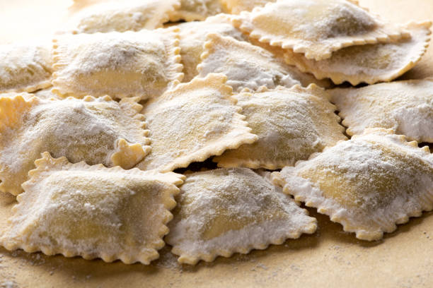 istock Uncooked Italian ravioli pasta 697476488