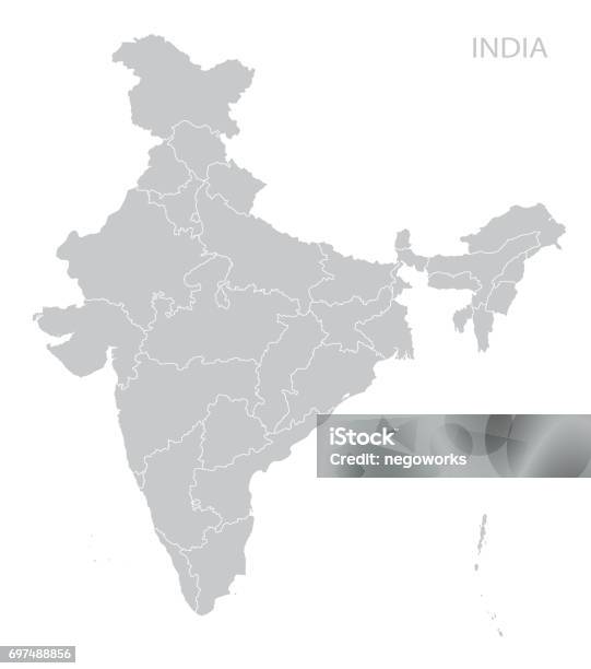 Map Of India Stock Illustration - Download Image Now - India, Map, Vector