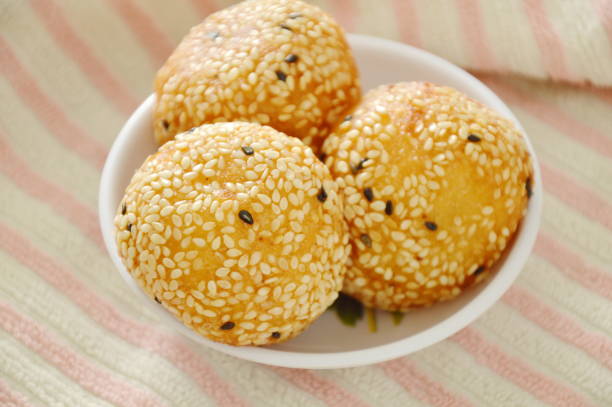 istock fried glutinous ball topping sesame stuffed mashed yellow bean 697493010