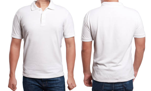 plantilla de diseño de la camisa de polo blanca - polo shirt fotografías e imágenes de stock