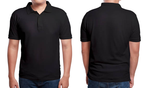 plantilla de diseño de la camisa de polo negro - polo shirt fotografías e imágenes de stock