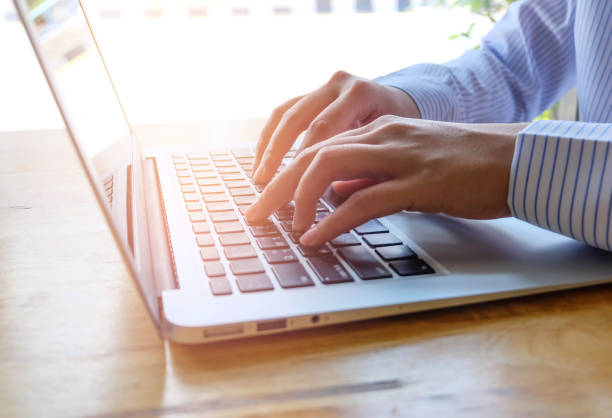 istock Woman office worker is typing keyboard, business technology and education concept 697496744