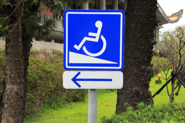 istock Handicap sign with arrow in the park 697524492