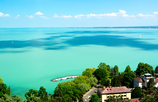 Landscape of Lake Balaton from Tihany peninsula, Hungary