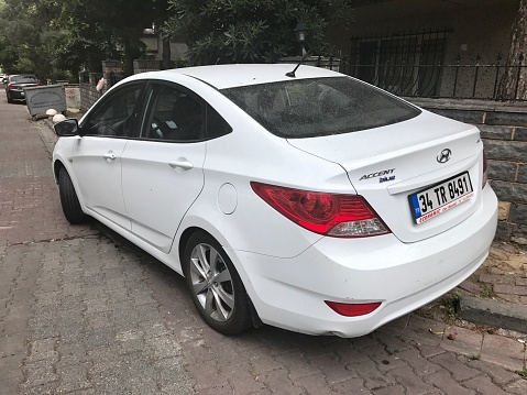 Istanbul,Turkey-June 17,2017:Hyundai accent parking in the street