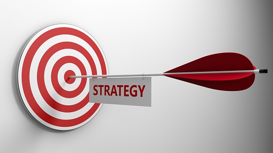 arrow center target strategy concept 3d render