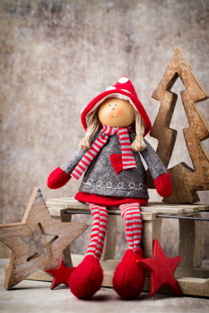 istock Christmas greeting card. Noel gnome background. Christmas symbol. 697545764